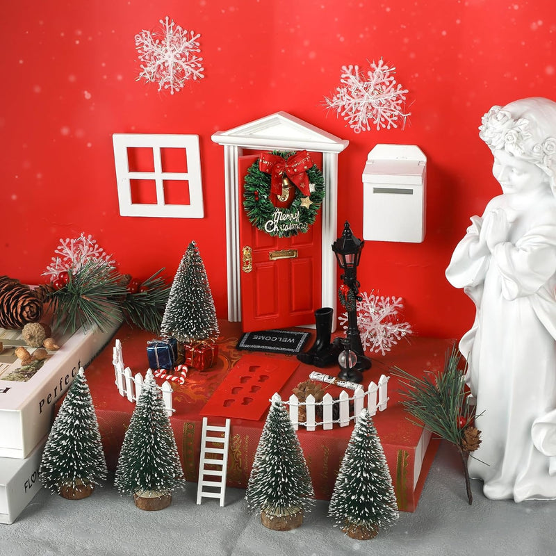CPROSP 20tlg Wichteltür Zubehör Weihnachten Set, Elfentür Holz, Nissedor mit Miniatur Briefkästen, Z