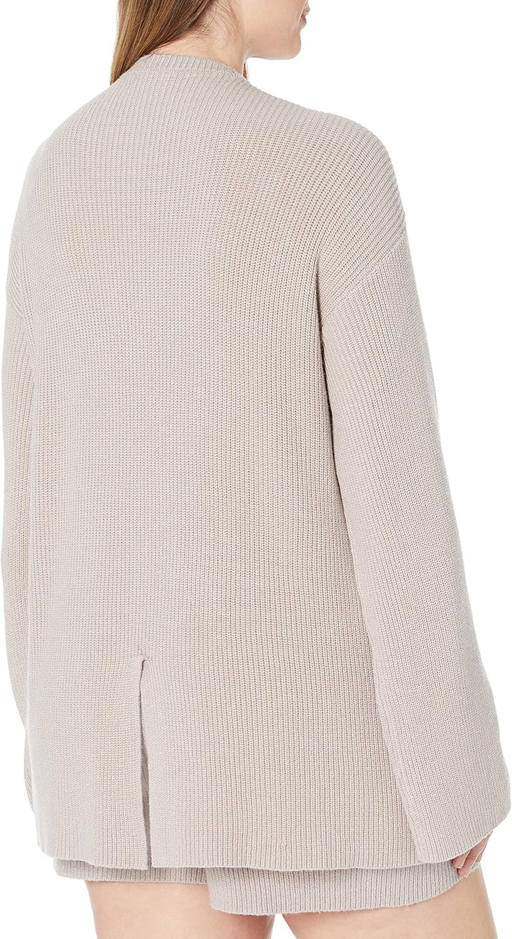 The Drop Rippstrick-Pullover Alice für Damen, Rundhalsausschnitt, geschlitzte Rückseite XXS Porpoise