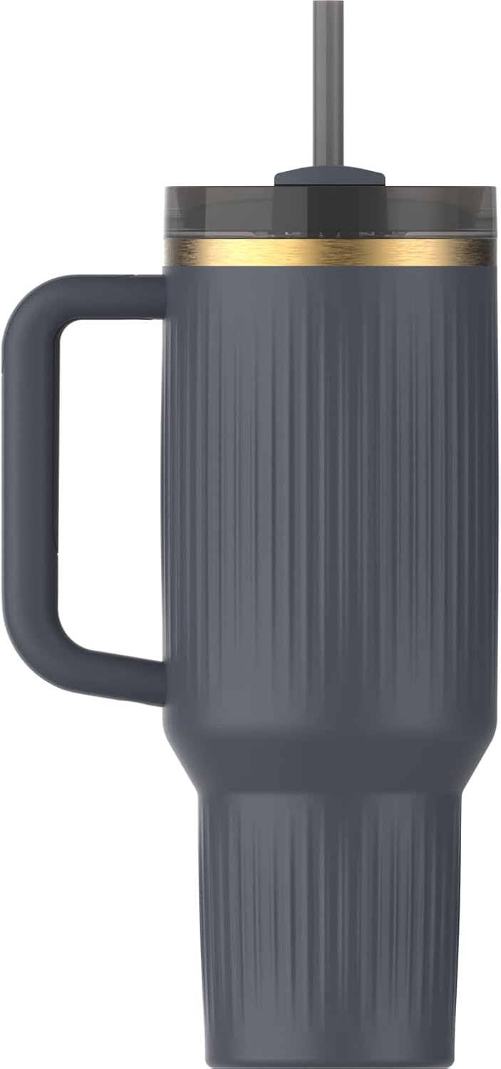 Stanley Quencher H2.0 Trinkbecher mit Henkel und Strohhalm 40 oz Geriffelte Dämmerung, 40 oz Geriffe