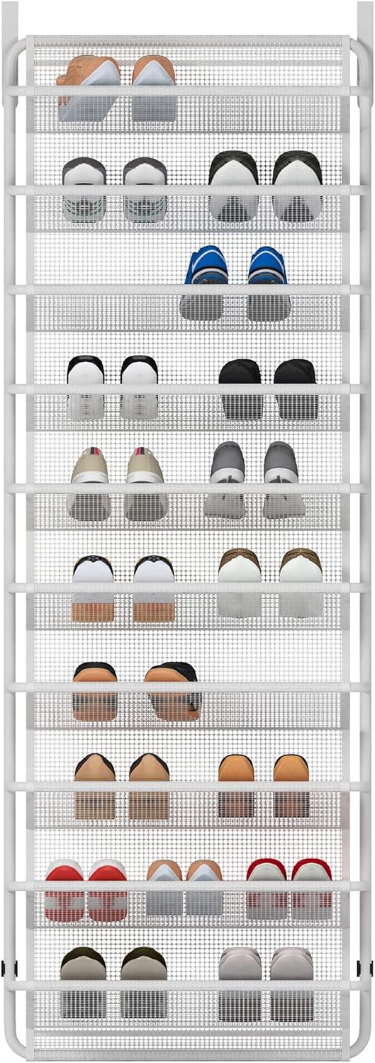 TZAMLI Schuhregal über der Tür mit 10 Ebenen, Hängend Schuhschrank Schuhablage Metall Schuh-Organize