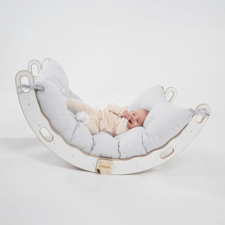 MAMOI® Kletterbogen mit Kissen, Kissen für Kinder, Klettergerüst aus Holz, Kletterdreieck, Baby Klet