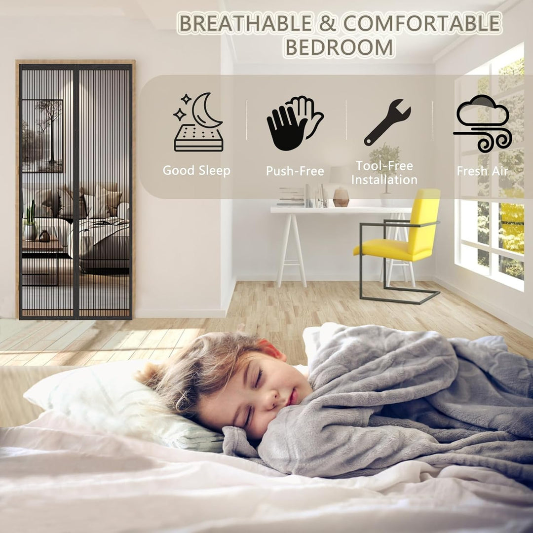 MAGICDOOR Magnet Fliegengitter Balkontür 80x185cm-Schwarz für Polyester
