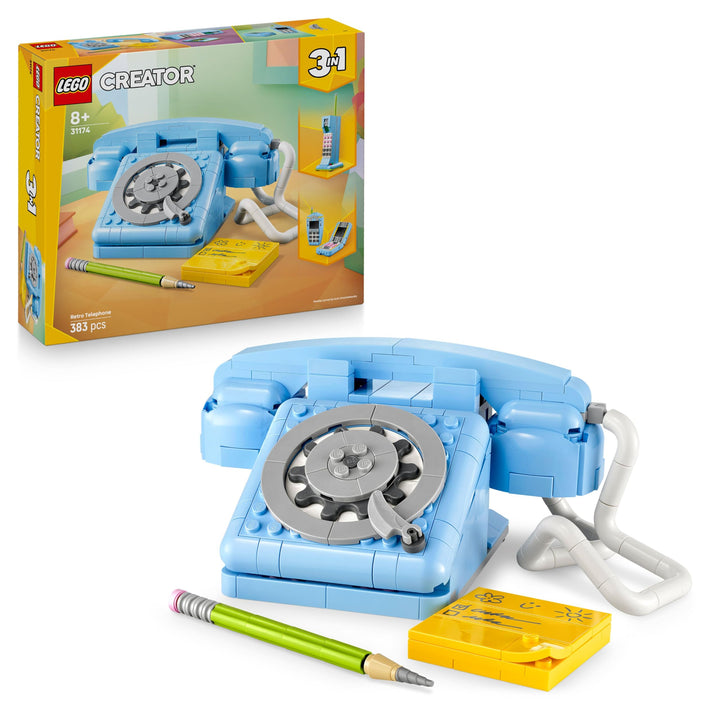 LEGO Creator 3-in-1 Retro-Telefon Spielzeug mit Wählscheibe – verwandelbar in EIN 1980er-Modell oder