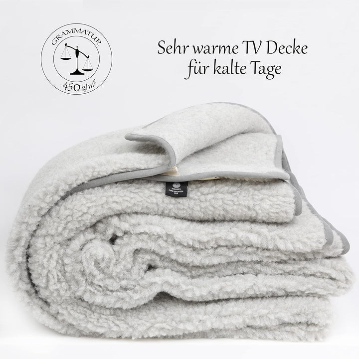 TV Decke aus Warme & Dicke Merinowolle mit Ärmeln für Damen & Herren, Wolldecke, Woolmark-Zertifizie
