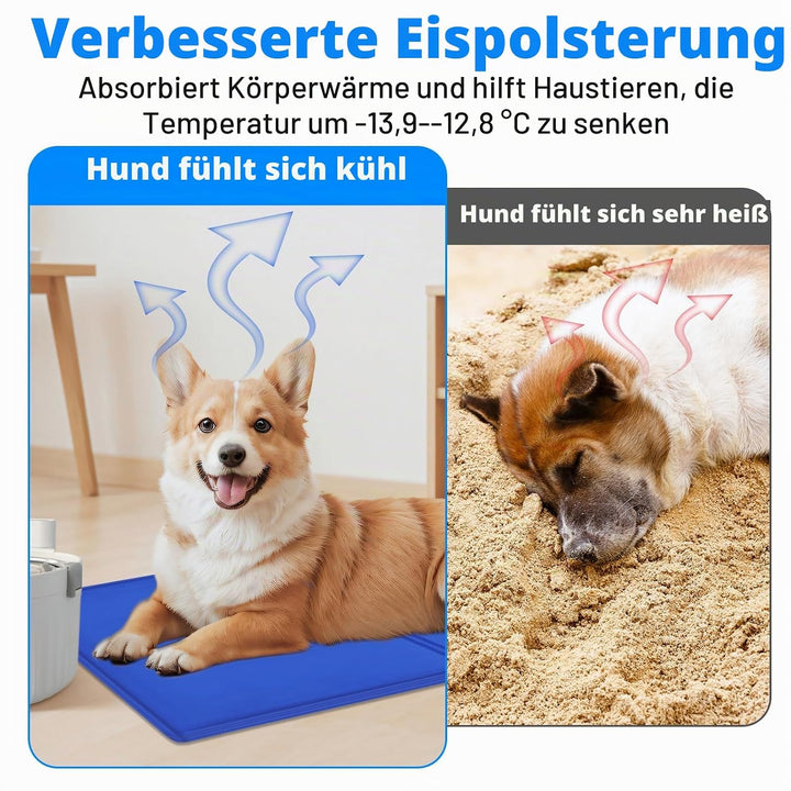 Selbstkühlende Kühldecke für Hunde 90x50cm, Sicher und Nicht-Giftiges Gel, ideal für Sommer, Zuhause