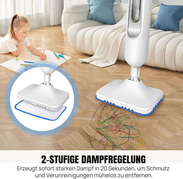 Dampfreiniger 1500W Dampfbesen Reiniger Dampf Mop Boden&Hand-dampfreiniger entfernt bis zu 99,9% der