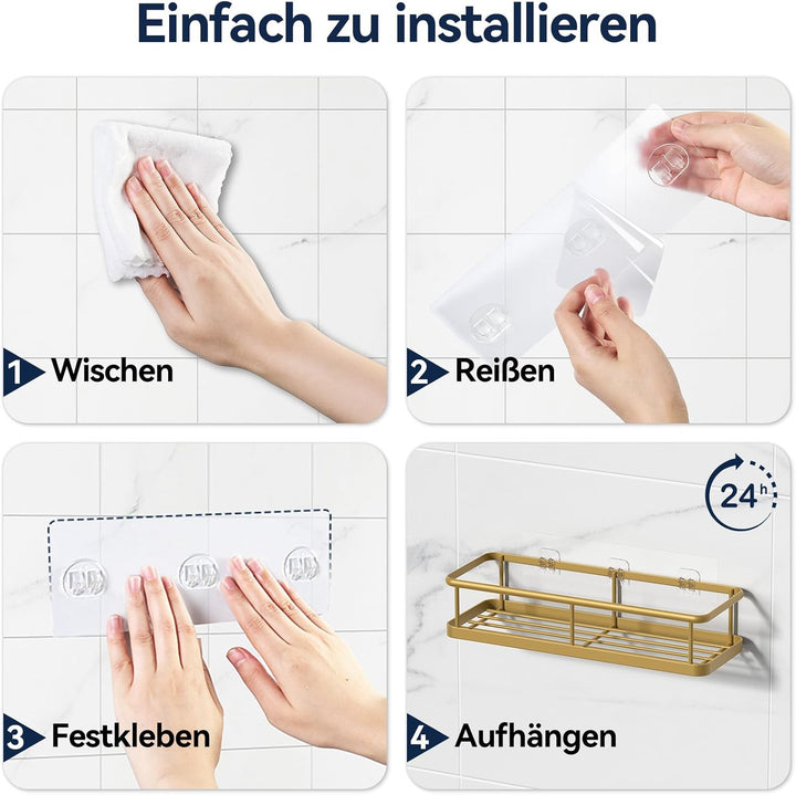 YASONIC Duschablage ohne Bohren Badezimmer Organizer, Duschregal ohne bohren, Duschhalterung ohne Bo