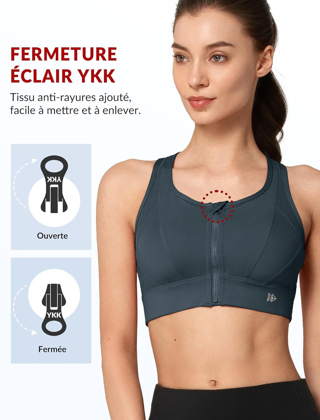 Yvette Starker Halt Sport BH Grosse Brüste mit Vorderverschluss Mesh Ringerrücken Ohne Bügel für Fit