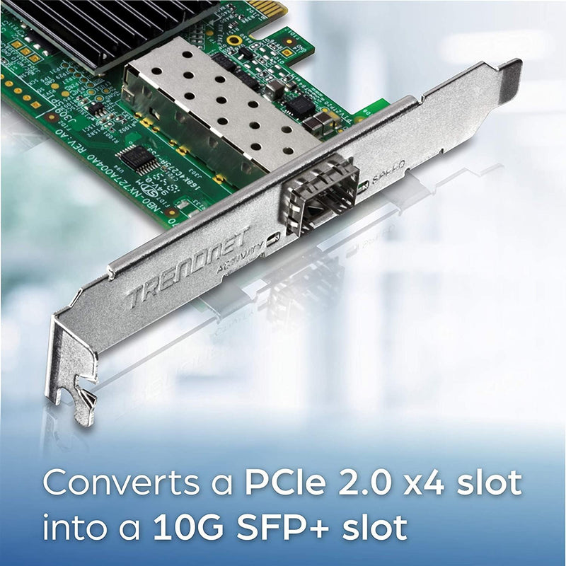 TRENDnet TEG-10GECSFP 10 Gigabit PCIe SFP+ Netzwerkadapter, Standard- und flache Halteklammern inbeg