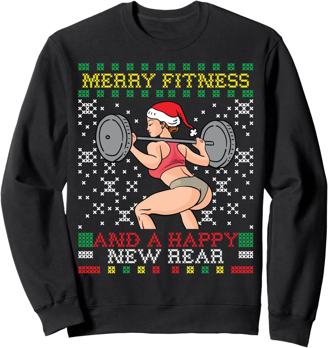 Merry Fitness And A Happy New Rear Miss Santa Ugly Sweater Sweatshirt