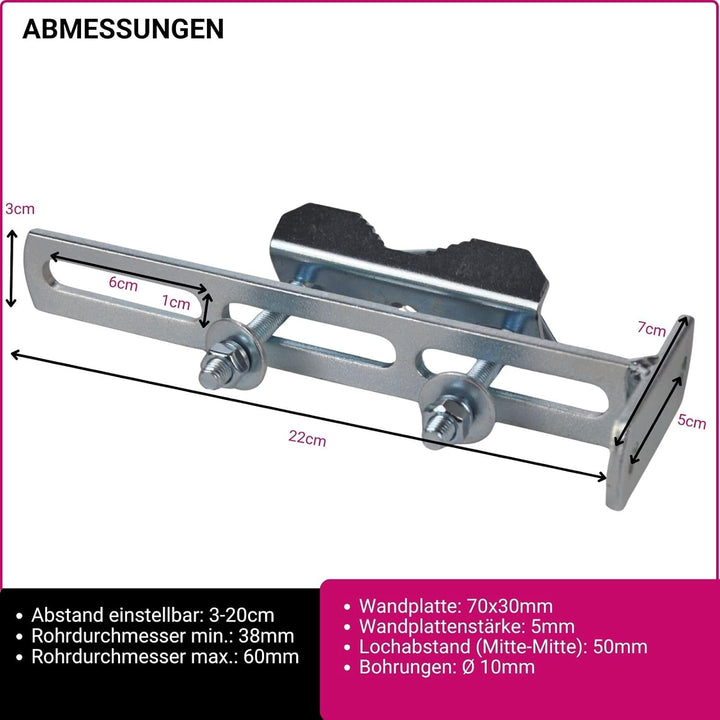 Mastabstandshalter 46101 | Rohrhalter & Mastbefestigung für 38–60 mm Durchmesser | einstellbar Ausse