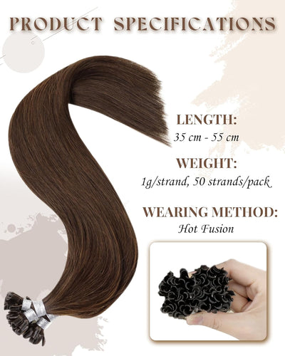 Hetto Echthaar Bondings Extensions Dunkelbraun Keratin Haar Extensions Echthaar Remy Bonding Extensi