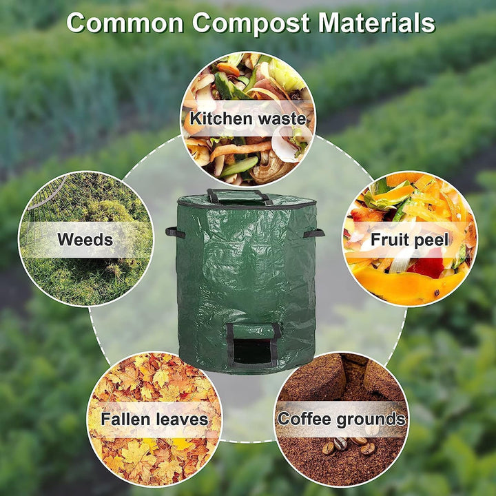 Grosser Kompostbeutel, 300 l, Gartenkomposteimer für Hof-Mülltonnen (grün, 1 Stück) Grün 80 gallon,