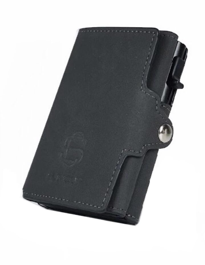 SLIMCLIP Geldbörse Kreditkartenetui RFID Schutz Crazy Horse Leder Damen Herren Geldbeutel Smart Wall