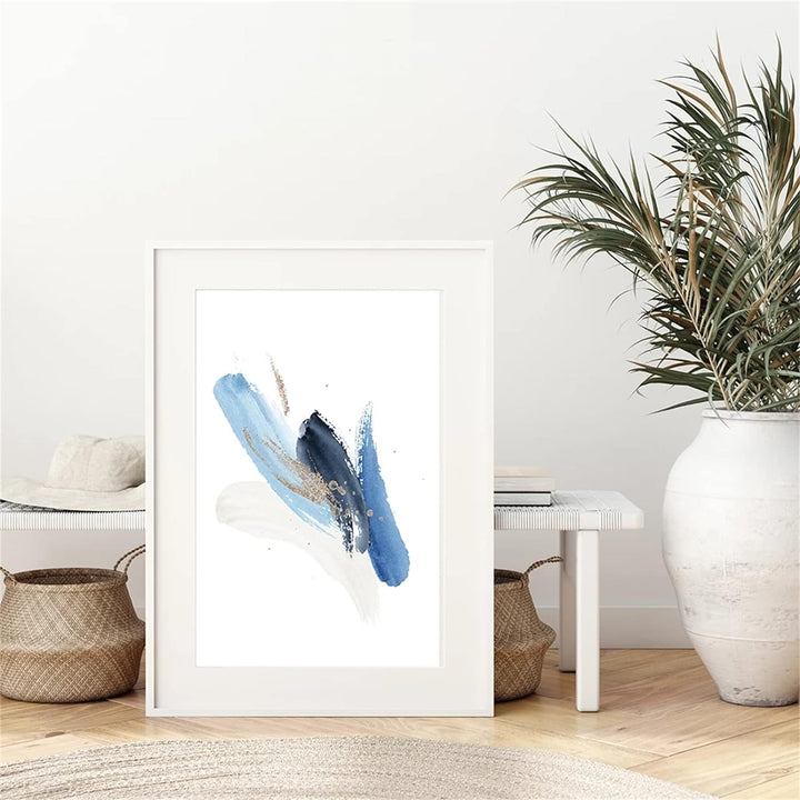 TROYSINC 3er Set Abstract Poster, Blau Geometrie Form Bilder, Ohne Rahmen Wandkunst Leinwand Poster,