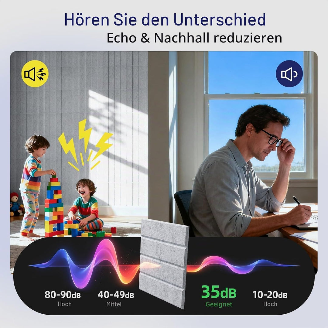 Vieshful 10 Stück Akustikpaneele Selbstklebend – 30x30x1cm Schallschutzplatten &amp; Wandpaneele selbstk