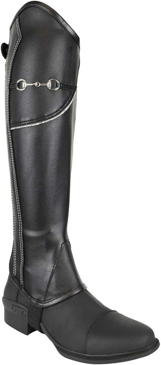 AK Equestrian Chaps zum Reitchaps mit Gebisskette und Lederschutz im Inneren AKRS-1864 XS Schwarzes/