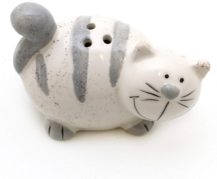 Dekohelden24 2er Set Keramik Salz-/ Pfefferstreuer/Gewürzstreuer als Katzen, Masse ca. 7 x 6 x 7 cm.