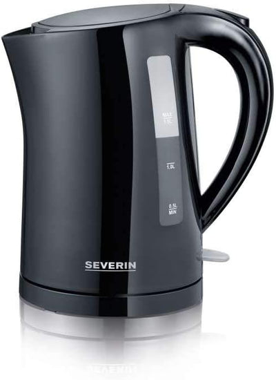 SEVERIN Wasserkocher, 1,5 L, ca. 2.200 W, WK 3498, Schwarz & 2287-000 Automatik-Toaster, Inkl. Brötc