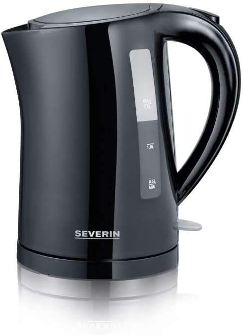 SEVERIN Wasserkocher, 1,5 L, ca. 2.200 W, WK 3498, Schwarz & 2287-000 Automatik-Toaster, Inkl. Brötc