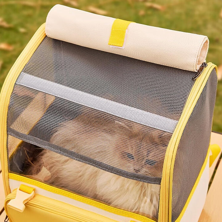 Katzenrucksack, Haustier Rucksack mit Netzfenster und Tragegriff, Tragbare und Faltbare Rucksack Hun