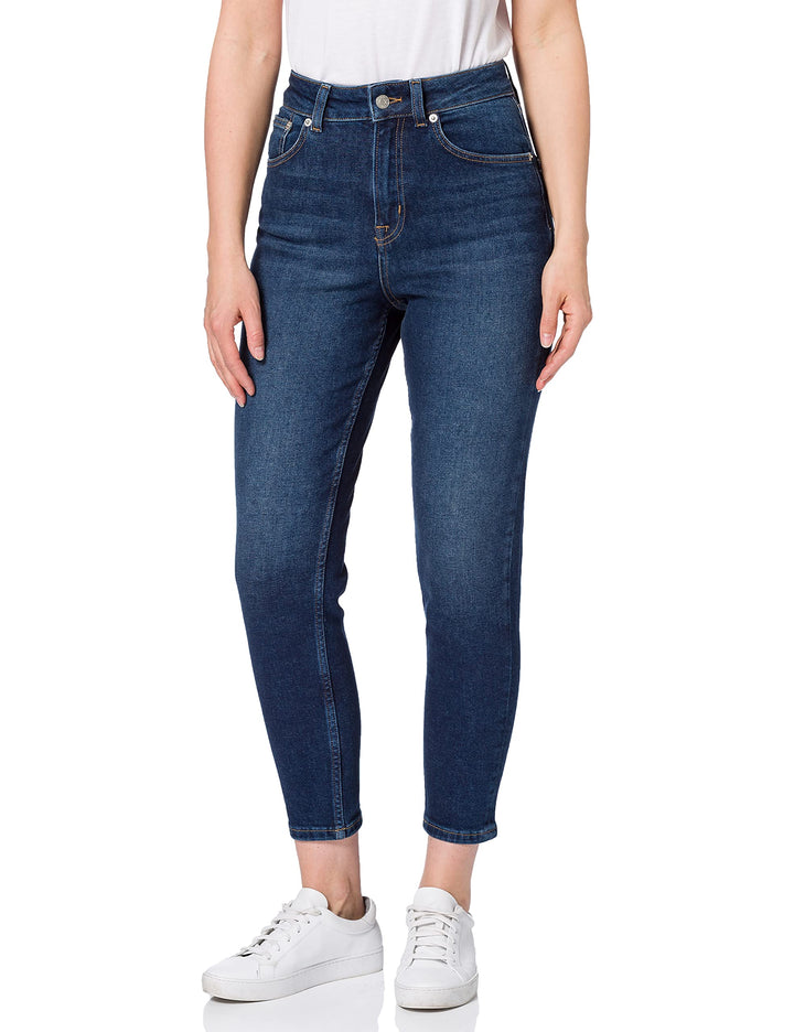 NA-KD Damen Comfort Mom Jeans 34 Dunkelblau, 34 Dunkelblau