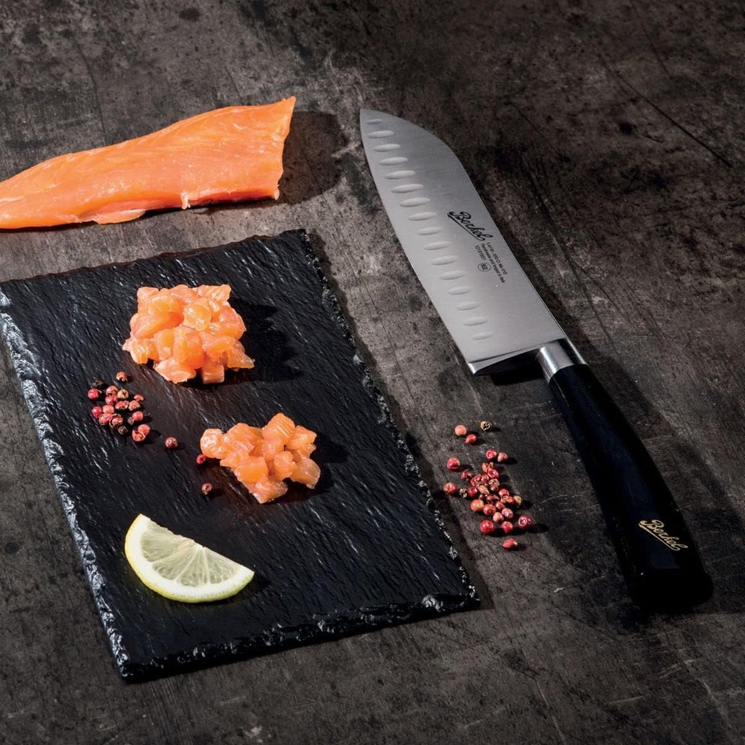 Van Berkel Santoku Knife Elegance Serie - Klingenlänge: 18 cm - Griff: Schwarz Glanz|*Blisterverpack