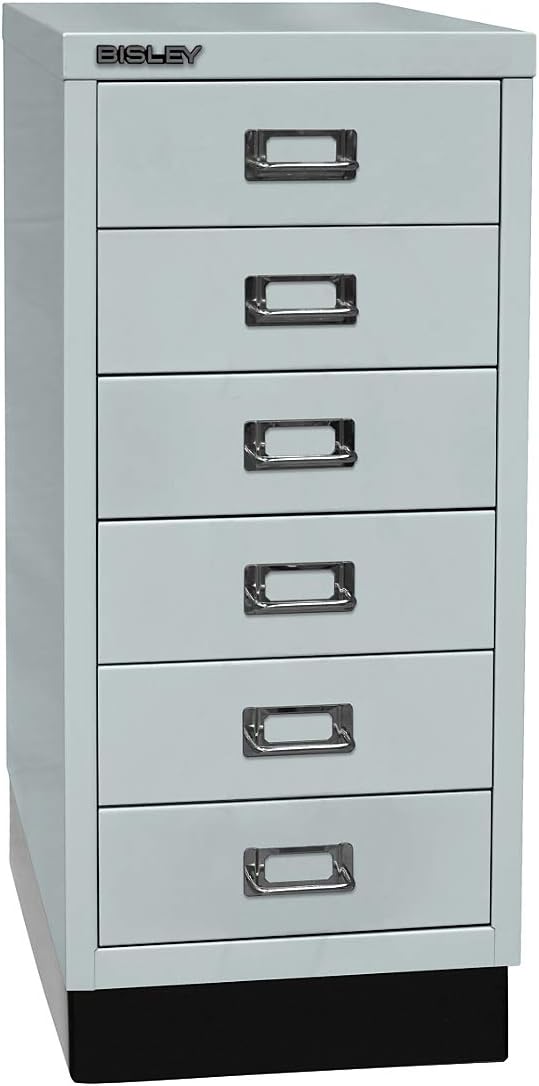 BISLEY MultiDrawer, 29er Serie mit Sockel, DIN A4, 6 Schubladen, Metall, 696 Verkehrsweiss, 38 x 27.