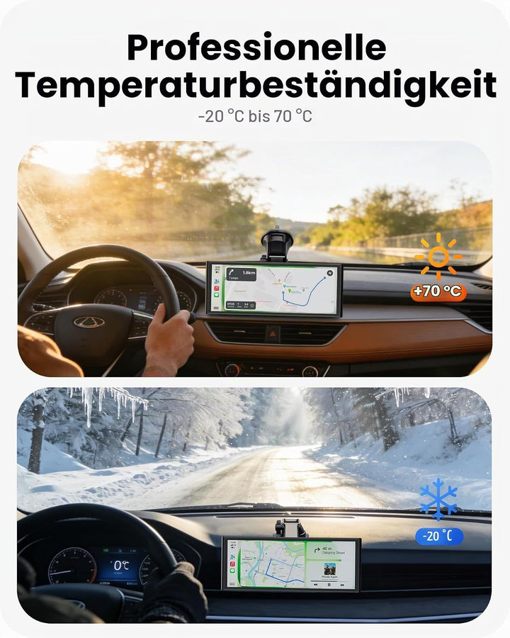 9,26" Wireless Car Play Display für Apple CarPlay &amp; Android Auto – Tragbares Auto-Display mit Rückfa