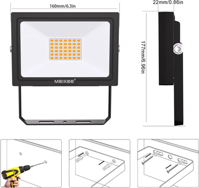 MEIKEE LED-Strahler 35W (2 Stück) Warmweiss, Warmweiss