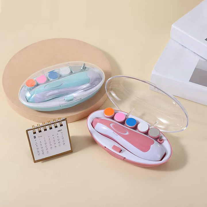Baby-Nageltrimmer 6 Schleifköpfe, Elektrisches Nagelpolier-Pflegeset für Neugeborene, Kleinkinder (B