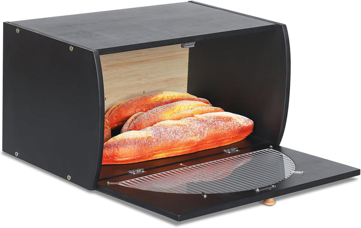 Leader Accessories Brotkasten Bambus Brotbehälter lebensmittelecht Brotaufbewahrung Semi-transparent