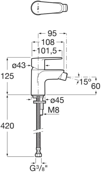 Roca Victoria Plus Einhebelmischer für Bidet mit glattem Körper A5A624FC00