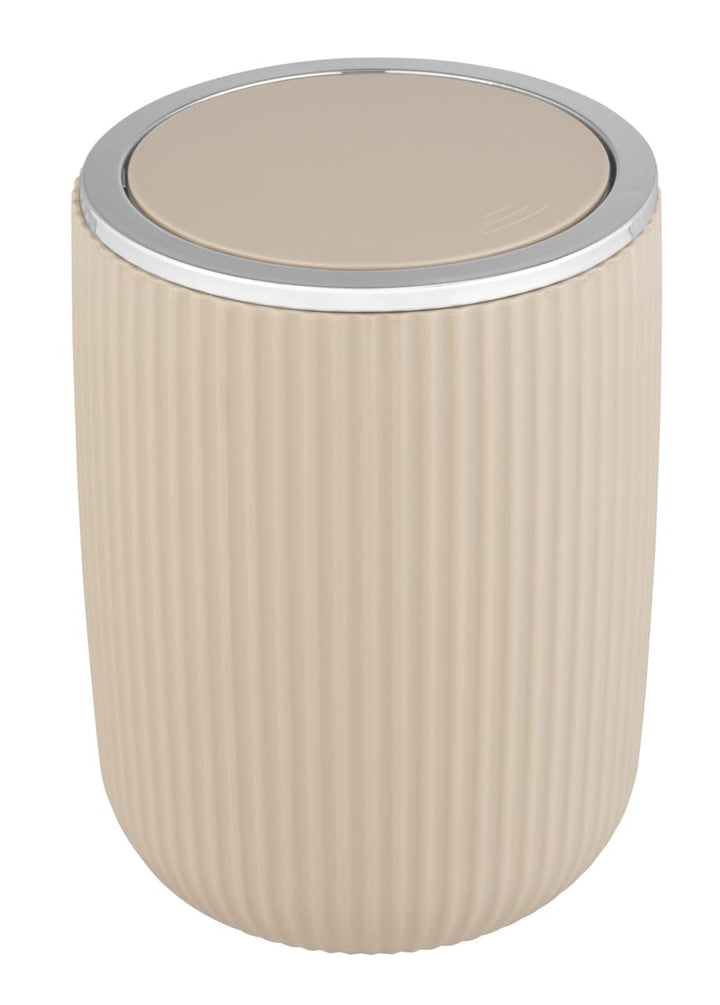 WENKO Schwingdeckeleimer Mod. Agropoli S Beige, 2 Liter, Badezimmer-Mülleimer mit Deckel, Abfalleime