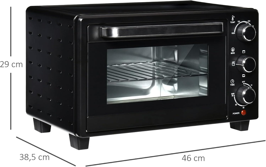 HOMCOM Minibackofen 21L mit 1 Drahtgestell und 1 Backblech 3 Kochmodi 100 °C-230 °C einstellbare Tem