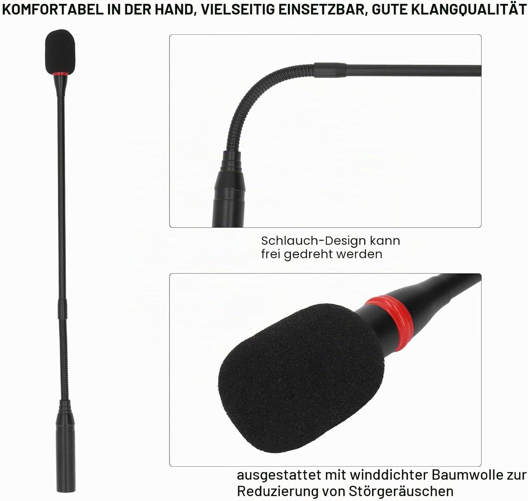 Schwanenhalsmikrofon, 17,7 Zoll Professionelles Dynamisches DJ-Mikrofon mit Betriebsanzeige, Rauschu