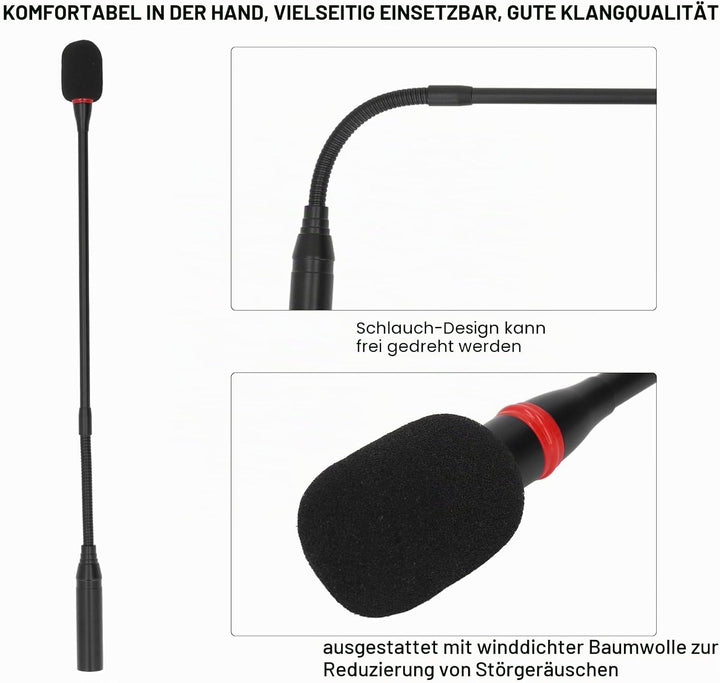 Schwanenhalsmikrofon, 17,7 Zoll Professionelles Dynamisches DJ-Mikrofon mit Betriebsanzeige, Rauschu