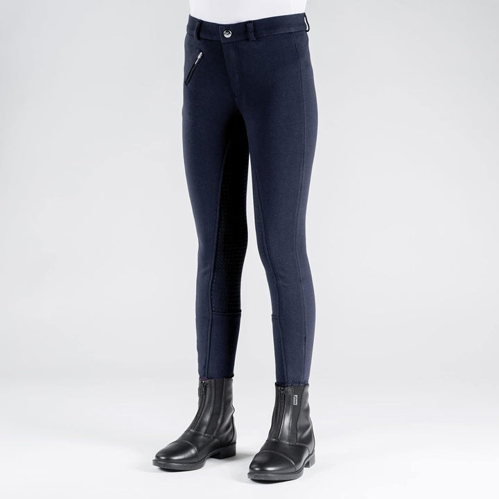 HORZE Kinder Reithose Active, Vollbesatz Reithose Mädchen mit Silikon 160 Pfauenblau, 160 Pfauenblau