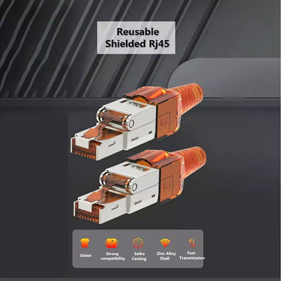 NAUC Netzwerkstecker Cat 7 CAT7 werkzeuglos RJ45 LAN Kabel Stecker ohne Werkzeug werkzeugfrei kompat