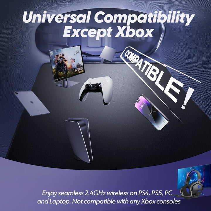 NUBWO G06 Wireless Gaming Headset für PS5, PS4, PC, Rauschunterdrückung über Ohr-Gaming-Kopfhörer mi