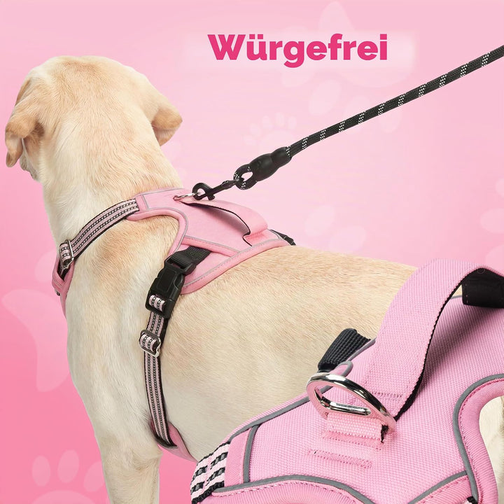 Funfox Hundegeschirr Mittelgrosse Hunde [M] - Verstellbares Anti-Zug Brustgeschirr mit Griff &amp; Refle