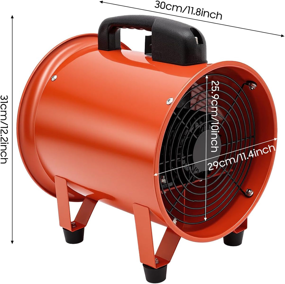 Axialgebläse 294Pa Ventilator Rohrventilator 2800/3300rpm Windmaschine 43m³/min 320W Mit 10M Schlauc