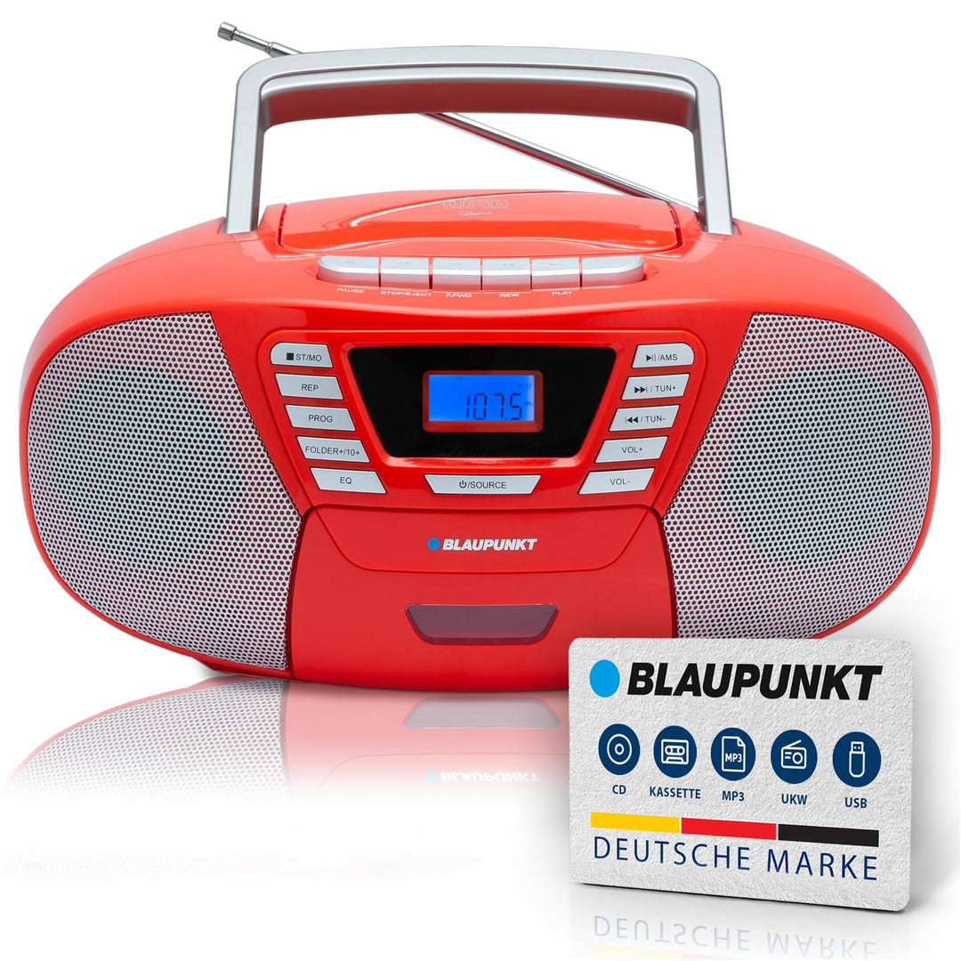 Blaupunkt B 120 RD tragbarer CD Player mit Bluetooth | Kassettenrekorder | Hörbuch Funktion | CD-Pla