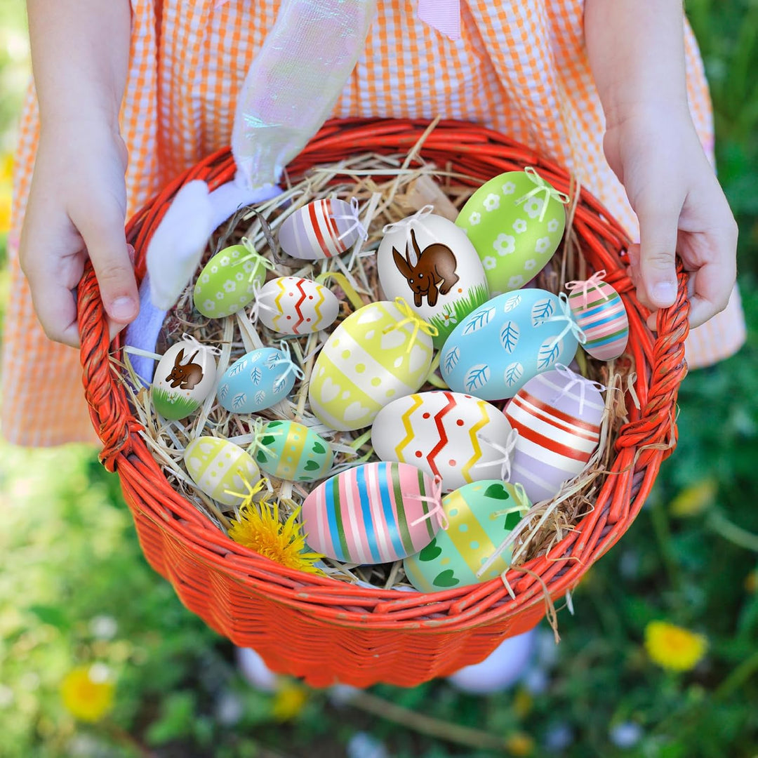 Ruibinlee 40 Stück Ostereier zum Aufhängen,Bunte Ostereier Plastik,Hängdeko für Ostern,Plastik Eier