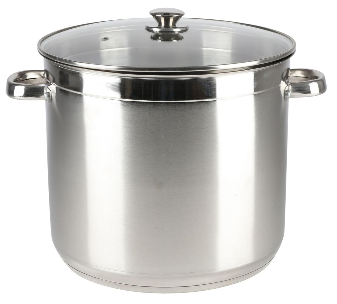 BURI Edelstahl-Kochtopf 20 Liter mit Glasdeckel Suppentopf Gulaschtopf Partytopf Topf