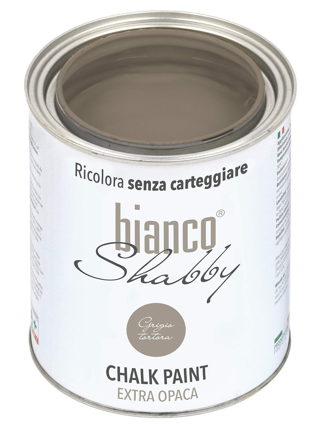 bianco Shabby® Grigio Tortora Kreidefarbe Wasserbasis für Alle Oberflächen einfach zu verarbeiten oh