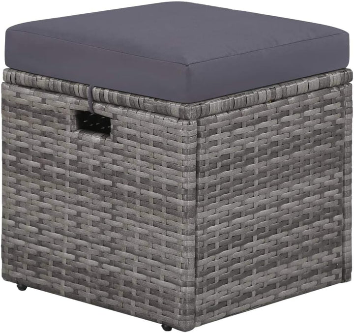 Tidyard Garten-Sofagarnitur 14-TLG. Poly Rattan Sofagruppe Grau, inkl 1 Sofa + 2 Couchtisch +2 Hocke
