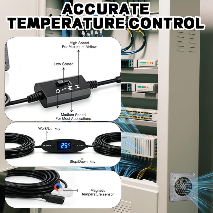 USB Lüfter 120mm mit Präziser Temperaturregelung, 5V Leises Lüftersystem mit 3 Geschwindigkeiten, Do
