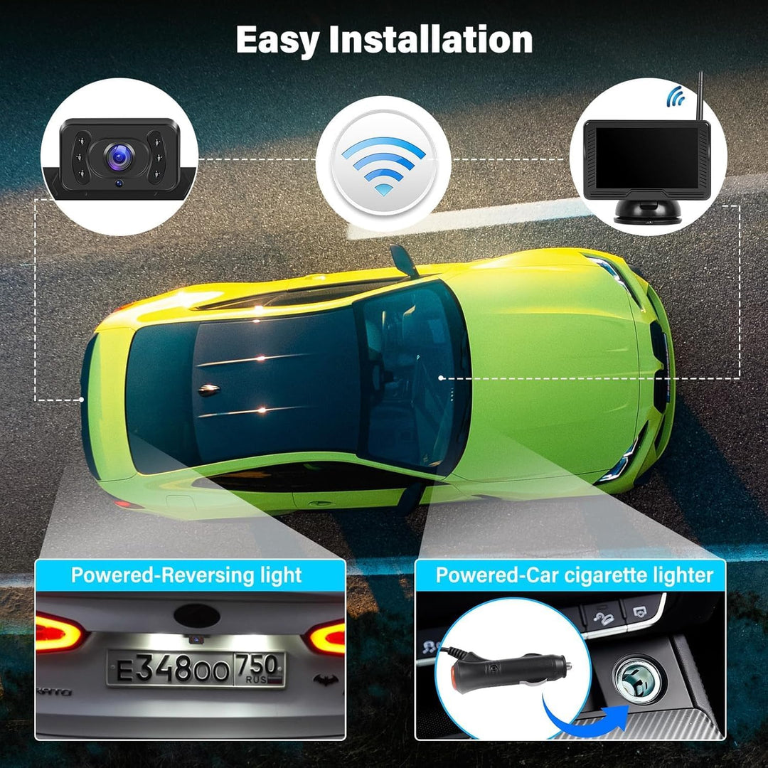 Wireless Digitales drahtloses Rückfahrkamera Kit mit 4,3" IPS-Bildschirm Nachtsicht IP69 wasserdicht