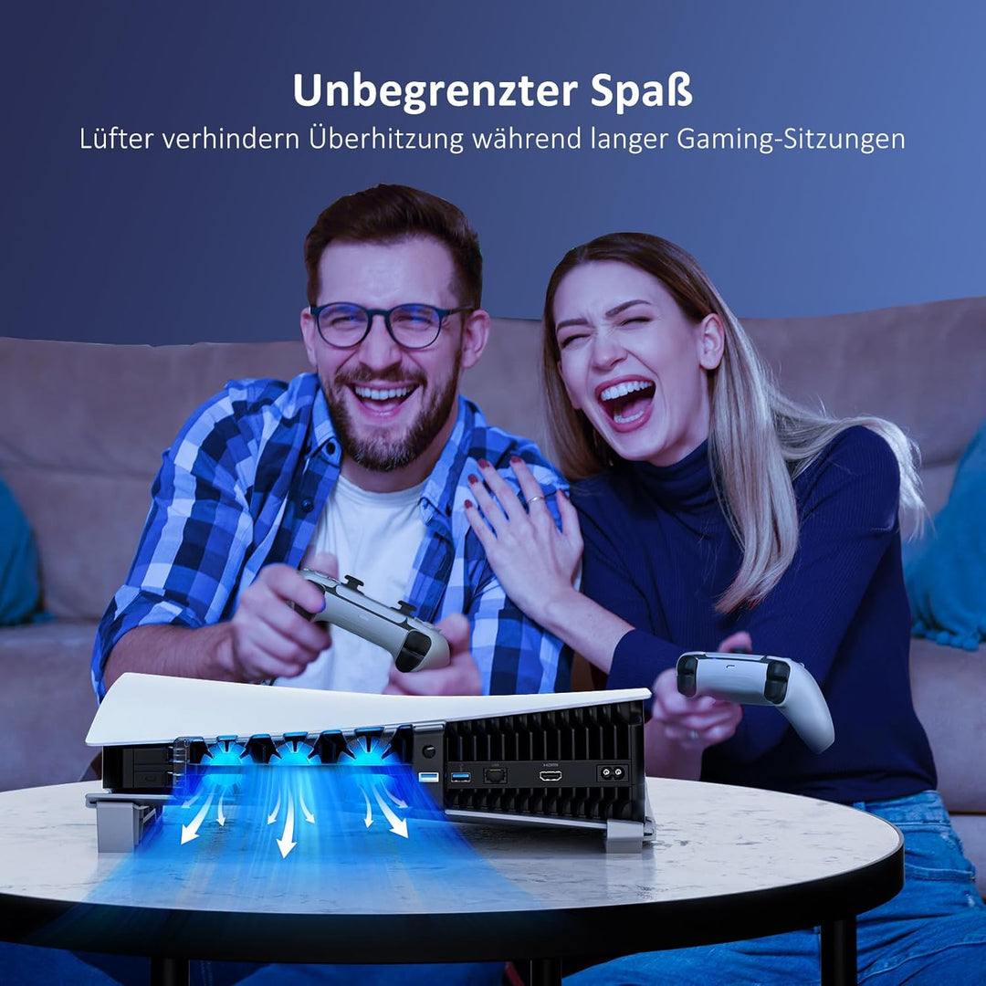 NexiGo PS5 Horizontal Stand mit leisem verbessertem Kühlventilator mit Einstellbarer Geschwindigkeit